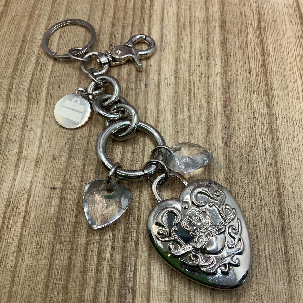 Kathy Van Zeeland Silver Tone Heart Key Chain Purse Charms